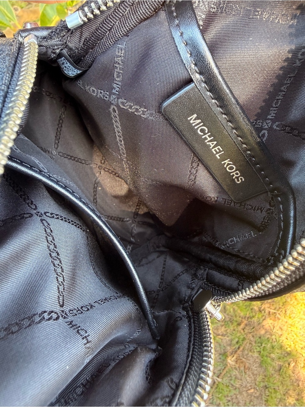Michael Kors Two-Tone Mini Backpack in Black and Light Gray - Picture 11 of 11